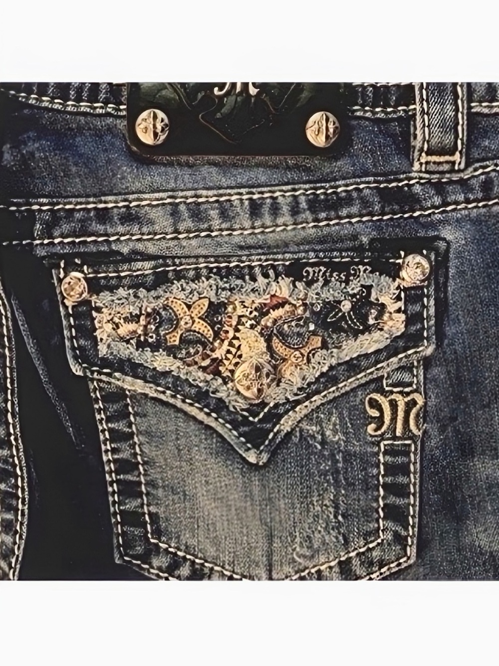 Gorgeous Y2K Miss Me Boot Jeans With Embellished Pockets 34” Inseam